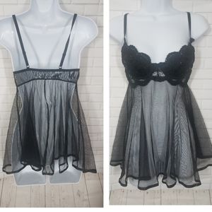 Shirley of Hollywood Sexy Black Lace Lingerie Slip